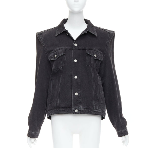 Women's Balenciaga Grey Denim Power Shoulder Jacket
