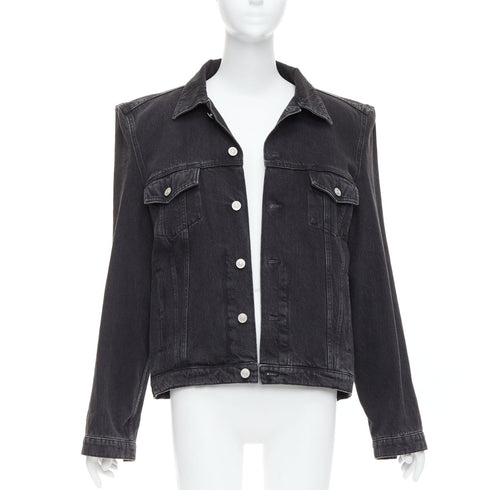 Women's Balenciaga Grey Denim Power Shoulder Jacket