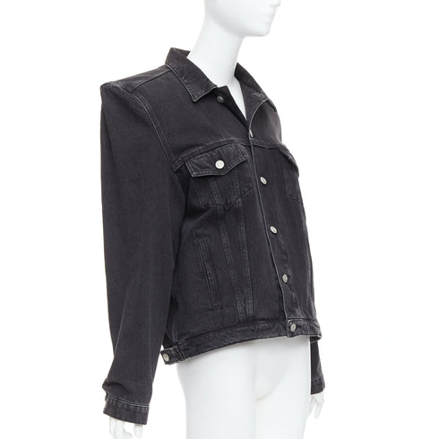 Women's Balenciaga Grey Denim Power Shoulder Jacket