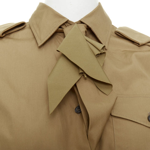 Women's Prada 2023 Runway Brown Poplin Safari Gown
