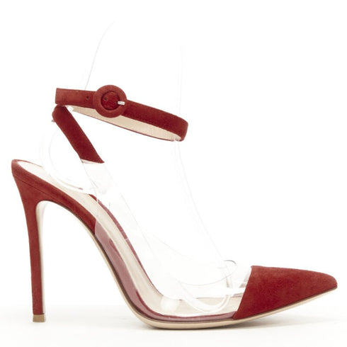 Women's Gianvito Rossi Plexi Red Suede PVC Pump