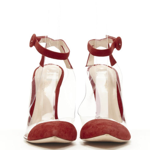 Women's Gianvito Rossi Plexi Red Suede PVC Pump