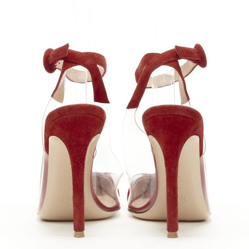 Women's Gianvito Rossi Plexi Red Suede PVC Pump