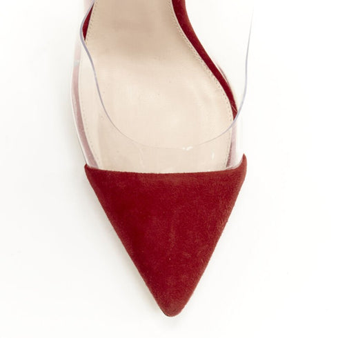 Women's Gianvito Rossi Plexi Red Suede PVC Pump