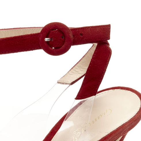 Women's Gianvito Rossi Plexi Red Suede PVC Pump