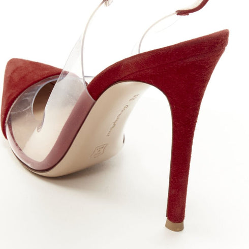 Women's Gianvito Rossi Plexi Red Suede PVC Pump