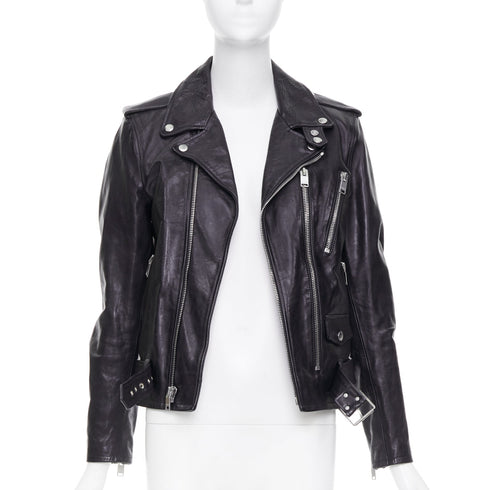 Men's Saint Laurent 2016 Black Leather L17 Buckled Biker Jacket