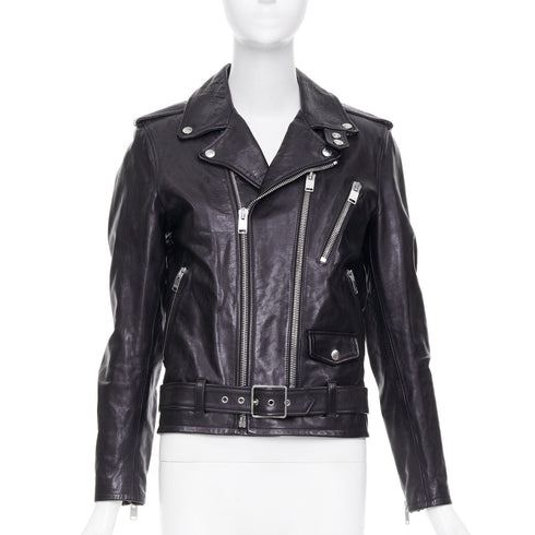 Men's Saint Laurent 2016 Black Leather L17 Buckled Biker Jacket
