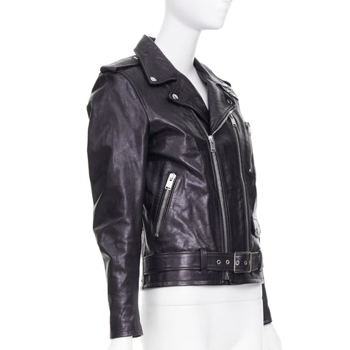 Men's Saint Laurent 2016 Black Leather L17 Buckled Biker Jacket