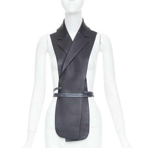 Women's Hermes 2010 Runway Leather Wrap Tuxedo Vest