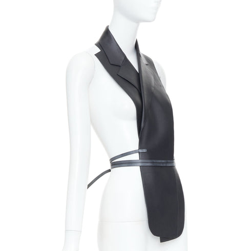 Women's Hermes 2010 Runway Leather Wrap Tuxedo Vest