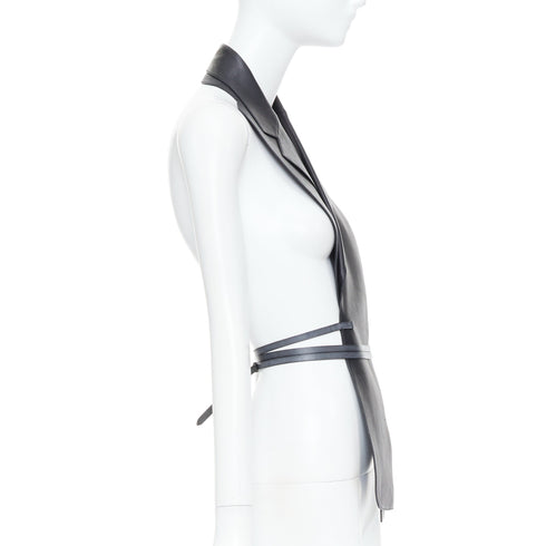 Women's Hermes 2010 Runway Leather Wrap Tuxedo Vest