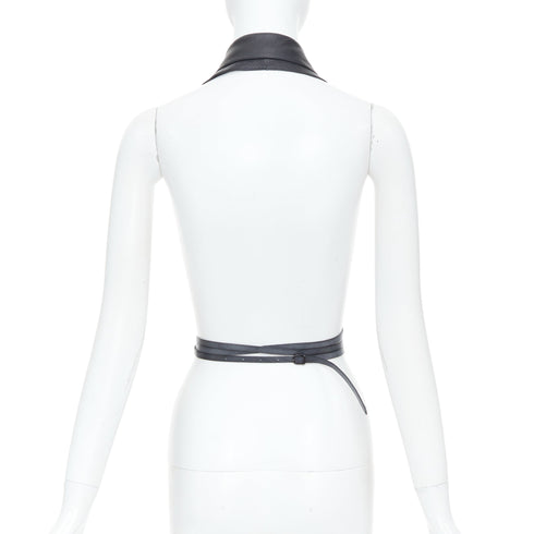 Women's Hermes 2010 Runway Leather Wrap Tuxedo Vest