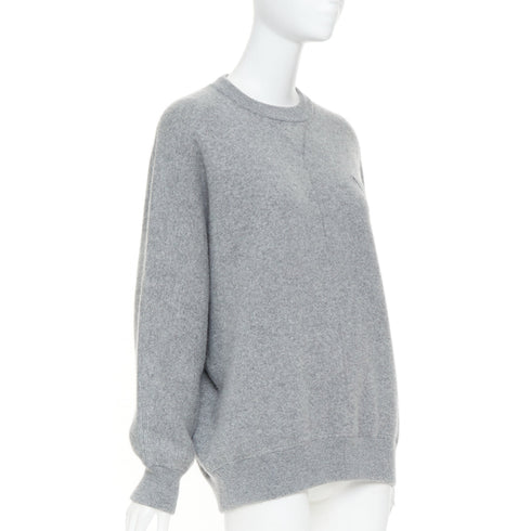 Women's Prada 2020 Grey Cashmere Triangle Patch Crew Sweater