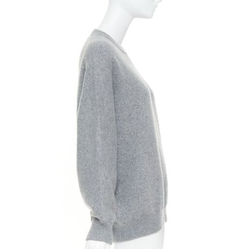 Women's Prada 2020 Grey Cashmere Triangle Patch Crew Sweater