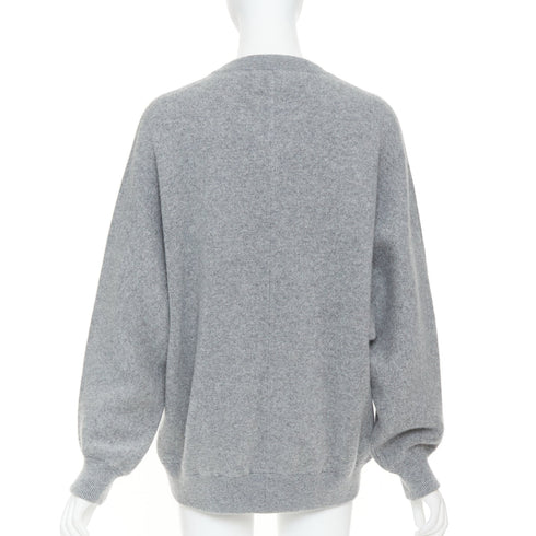 Women's Prada 2020 Grey Cashmere Triangle Patch Crew Sweater