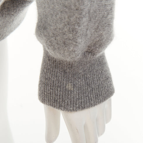 Women's Prada 2020 Grey Cashmere Triangle Patch Crew Sweater