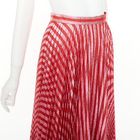 Women's Gucci 2015 Runway Red Chevron Silk Midi Skirt
