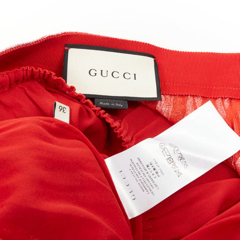 Women's Gucci 2015 Runway Red Chevron Silk Midi Skirt