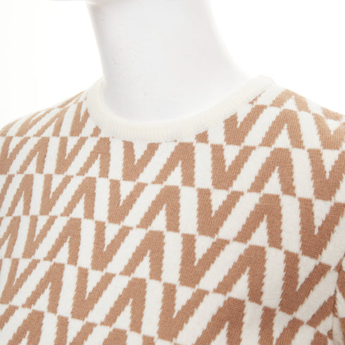 Women's Valentino Brown Cashmere V Monogram Pullover Sweater