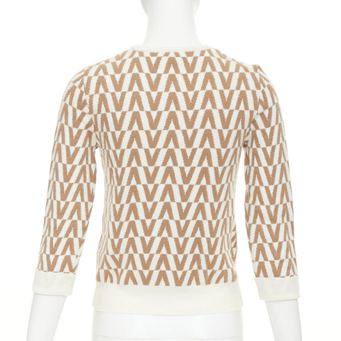 Women's Valentino Brown Cashmere V Monogram Pullover Sweater