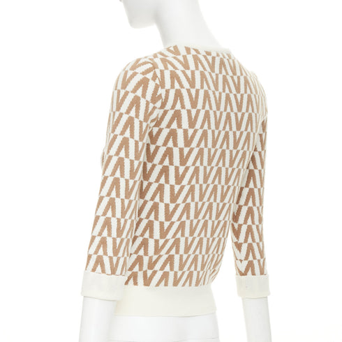 Women's Valentino Brown Cashmere V Monogram Pullover Sweater