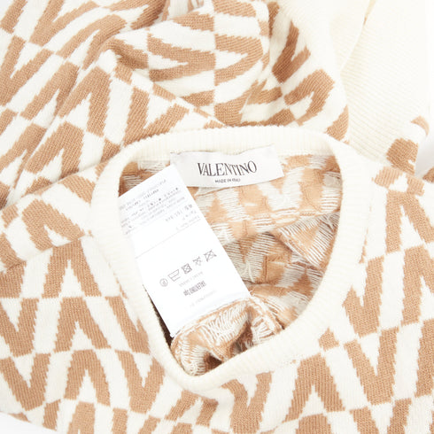 Women's Valentino Brown Cashmere V Monogram Pullover Sweater