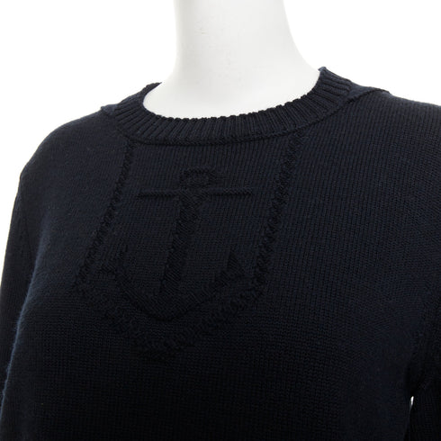 Women's Saint Laurent 2018 Blue Anchor Crest Embroidered Pullover
