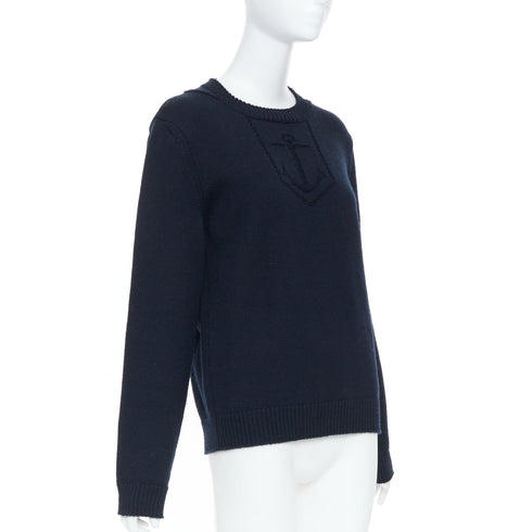 Women's Saint Laurent 2018 Blue Anchor Crest Embroidered Pullover