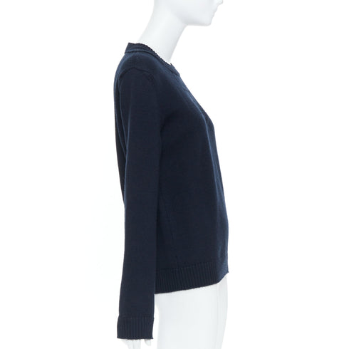 Women's Saint Laurent 2018 Blue Anchor Crest Embroidered Pullover