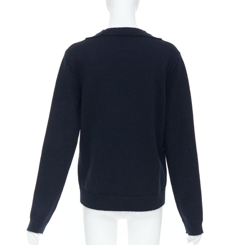 Women's Saint Laurent 2018 Blue Anchor Crest Embroidered Pullover