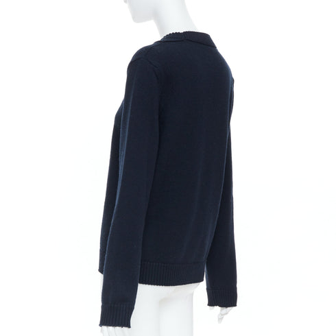Women's Saint Laurent 2018 Blue Anchor Crest Embroidered Pullover