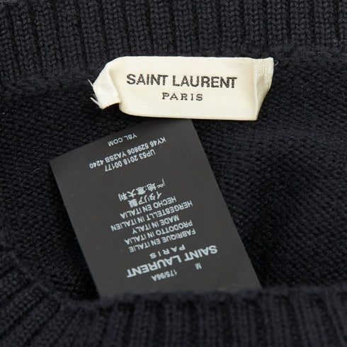 Women's Saint Laurent 2018 Blue Anchor Crest Embroidered Pullover