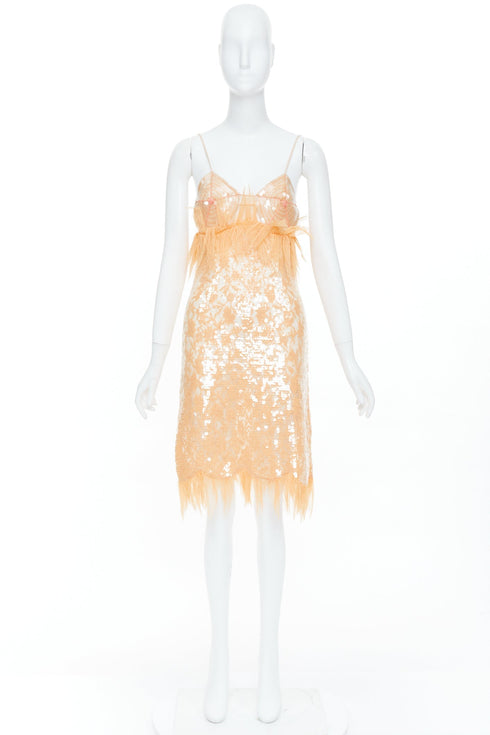Women's Bottega Veneta 2022 Runway White Sequin Slip Dress