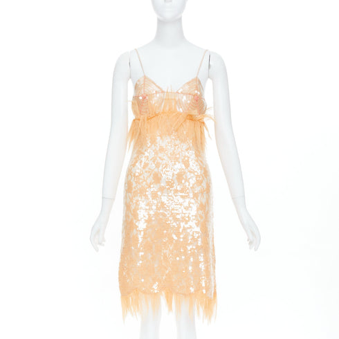 Women's Bottega Veneta 2022 Runway White Sequin Slip Dress