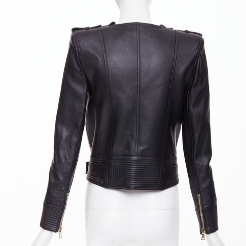 Women's Balmain 2020 Black Quilted Leather Perfecto Biker Jacket