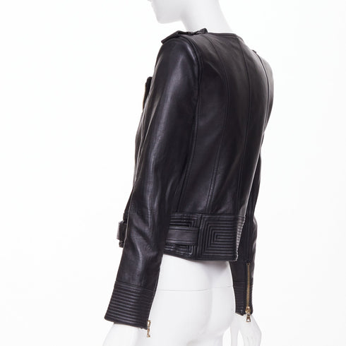 Women's Balmain 2020 Black Quilted Leather Perfecto Biker Jacket