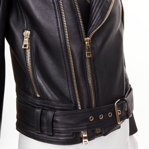 Women's Balmain 2020 Black Quilted Leather Perfecto Biker Jacket