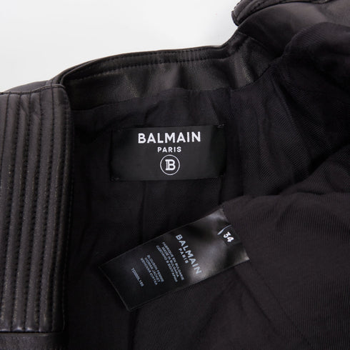 Women's Balmain 2020 Black Quilted Leather Perfecto Biker Jacket