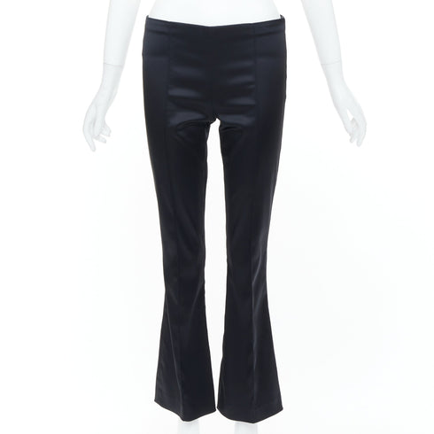 Women's The Row Black Satin Pintuck Bootcut Trousers Pant
