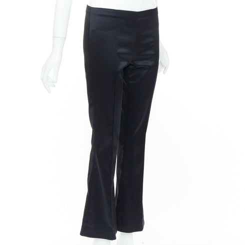 Women's The Row Black Satin Pintuck Bootcut Trousers Pant