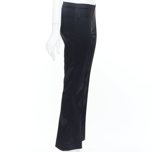 Women's The Row Black Satin Pintuck Bootcut Trousers Pant