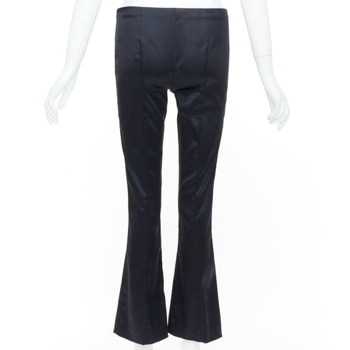 Women's The Row Black Satin Pintuck Bootcut Trousers Pant