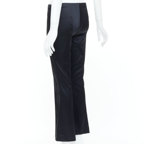 Women's The Row Black Satin Pintuck Bootcut Trousers Pant