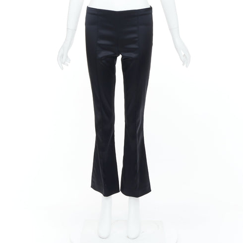 Women's The Row Black Satin Pintuck Bootcut Trousers Pant
