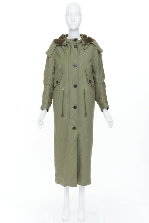 Women's Prada 2023 Runway Green Cargo Hooded Coat