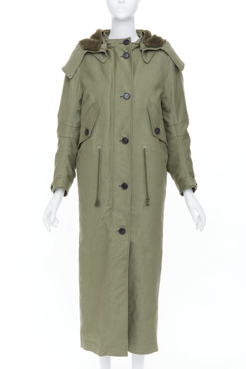 Women's Prada 2023 Runway Green Cargo Hooded Coat