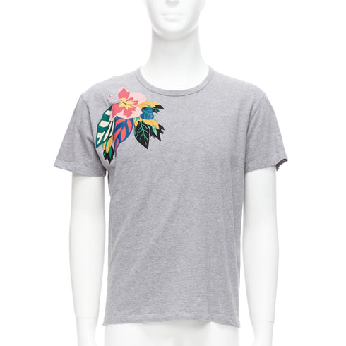 Men's Valentino Grey Cuban Flower Patch Tshirt