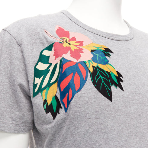 Men's Valentino Grey Cuban Flower Patch Tshirt