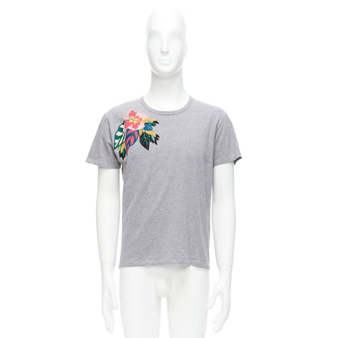 Men's Valentino Grey Cuban Flower Patch Tshirt